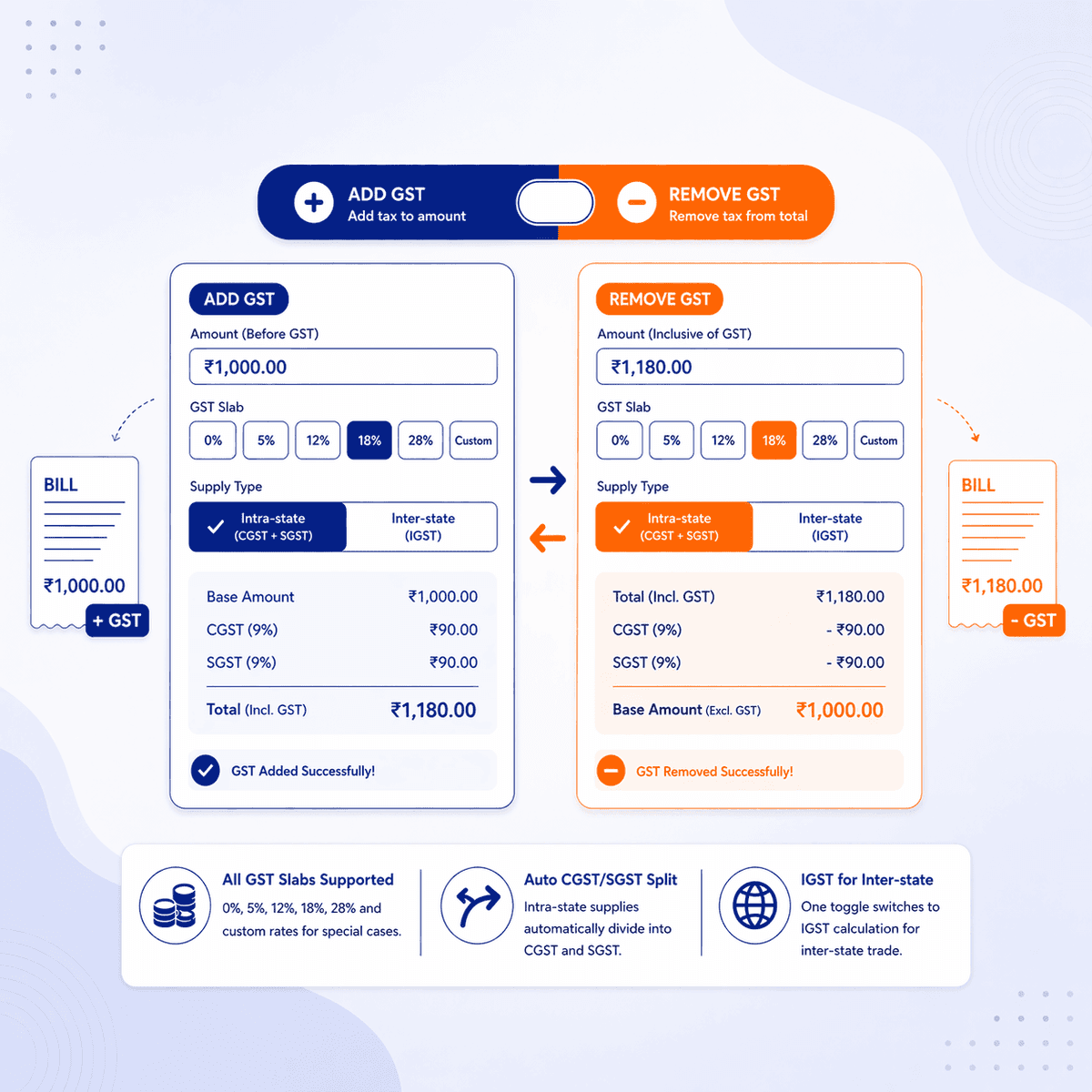 PocketGST GST calculator screen