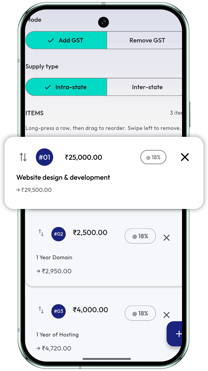 PocketGST phone workspace