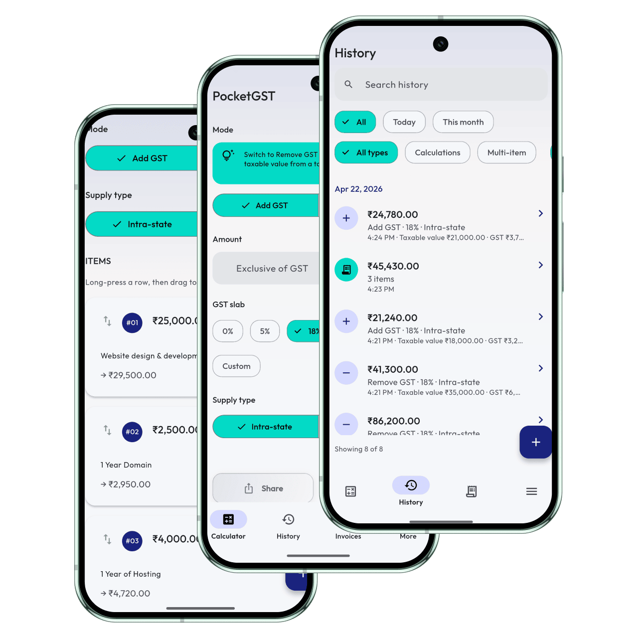 PocketGST workspace on phone
